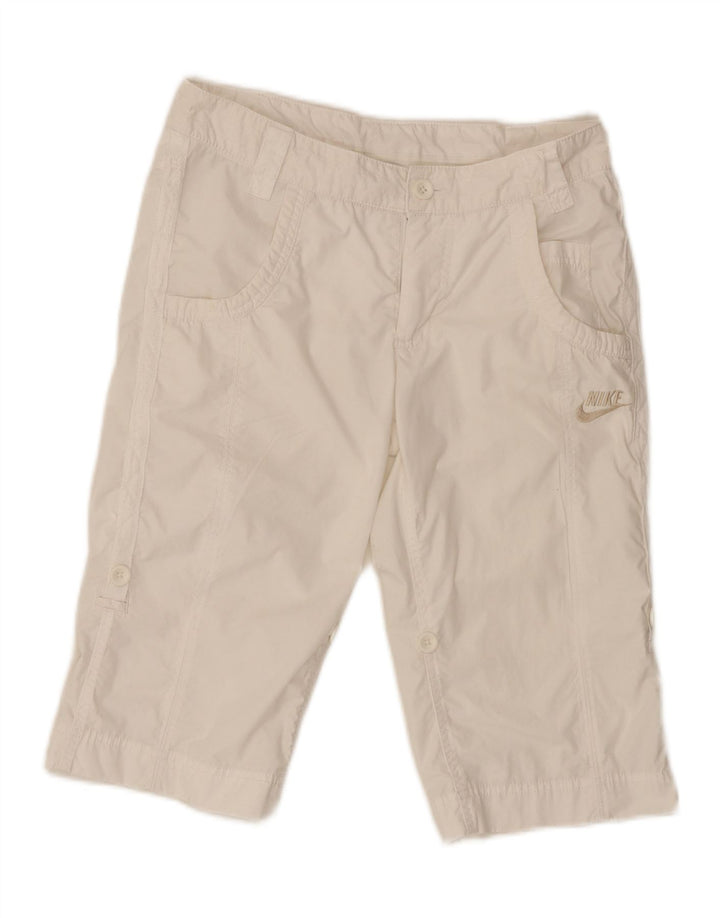 NIKE Womens Casual Shorts UK 10 Small W30  White Polyester Vintage Nike and Second-Hand Nike from Messina Hembry 