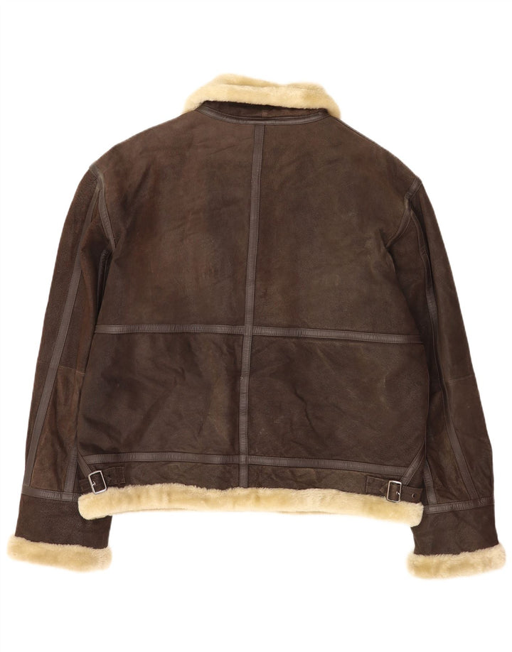 Giubbotto da uomo in shearling Conbipel UK 42 XL in pelle marrone