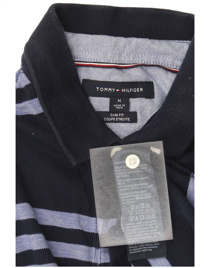 Polo da uomo Tommy Hilfiger media cotone a righe blu navy
