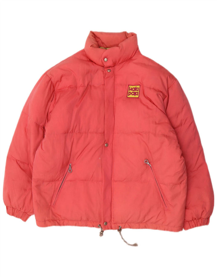 Giacca imbottita vintage da uomo vestibilità ampia IT 46 piccolo poliammide floreale rosa