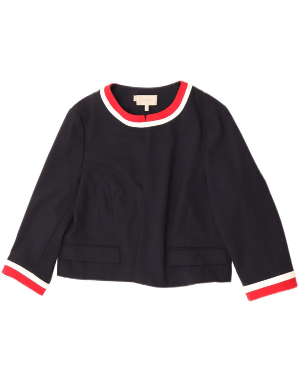 Giacca blazer da donna Hobbs corta con maniche a 3/4 UK 16 grande blu navy