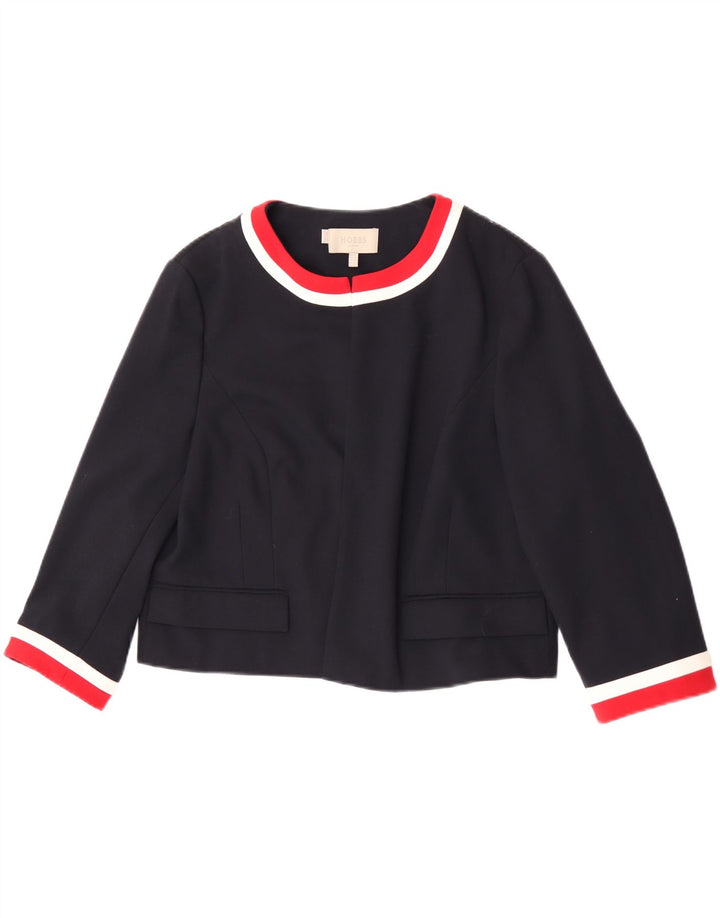 Giacca blazer da donna Hobbs corta con maniche a 3/4 UK 16 grande blu navy