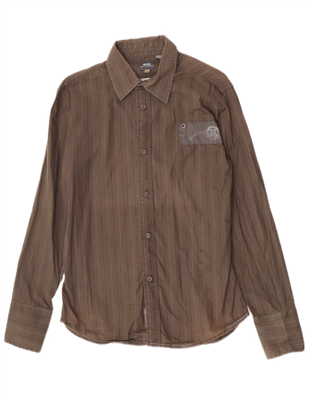 Camicia da uomo G-Star in cotone a righe medie kaki