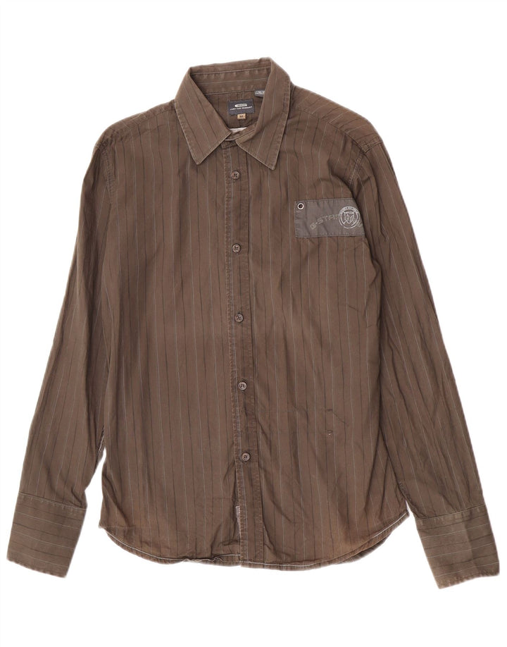 Camicia da uomo G-Star in cotone a righe medie kaki