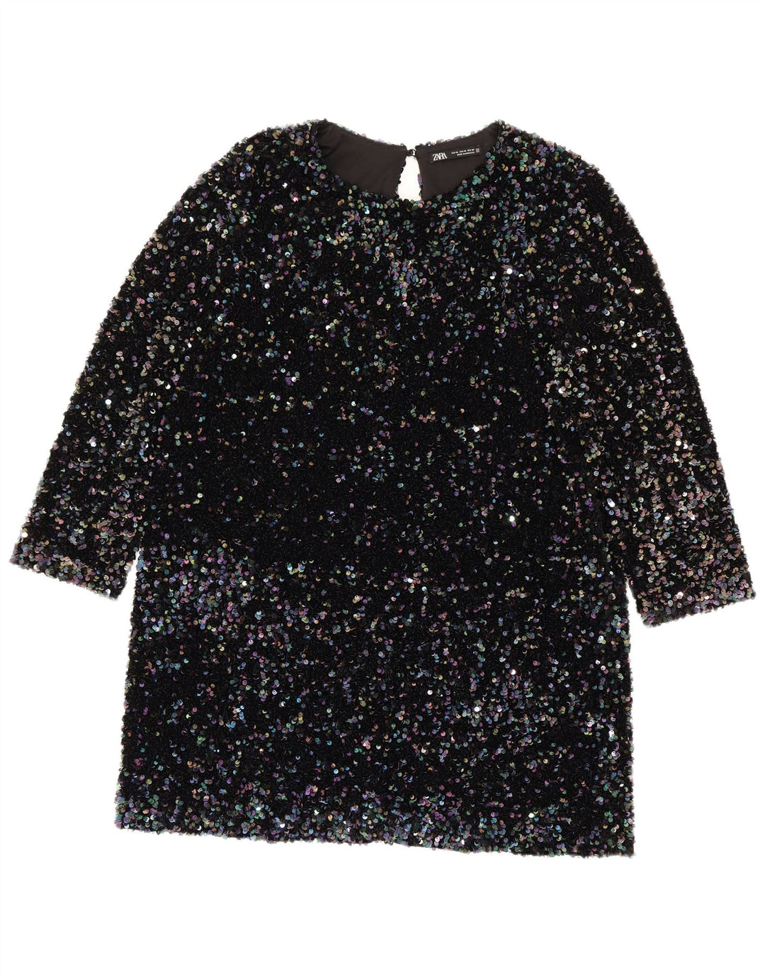 Abito a trapezio con paillettes da donna Zara UK 18 XL Poliestere multicolore