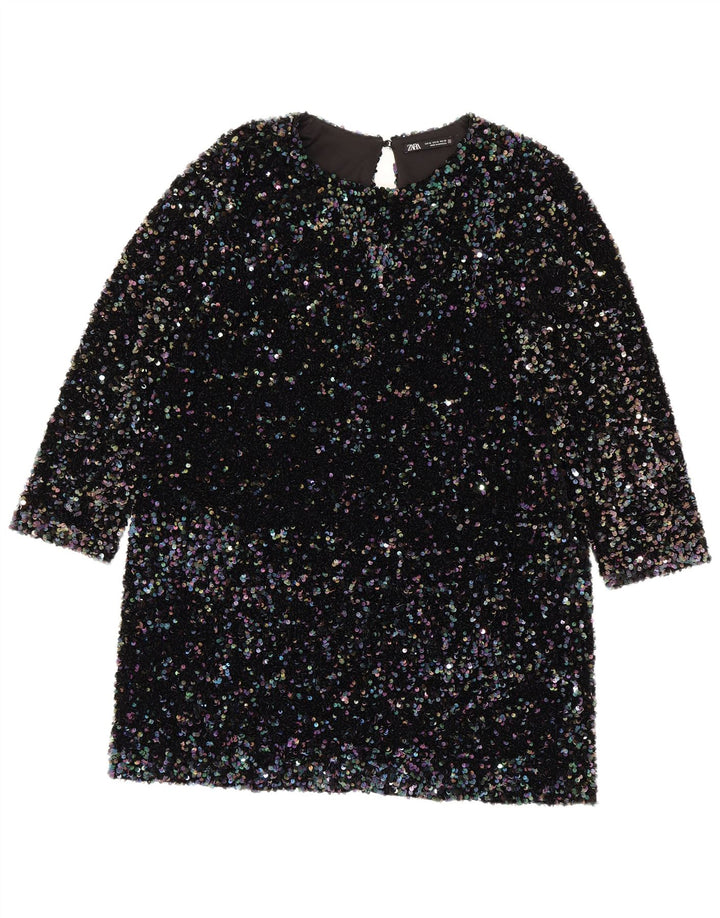 Abito a trapezio con paillettes da donna Zara UK 18 XL Poliestere multicolore