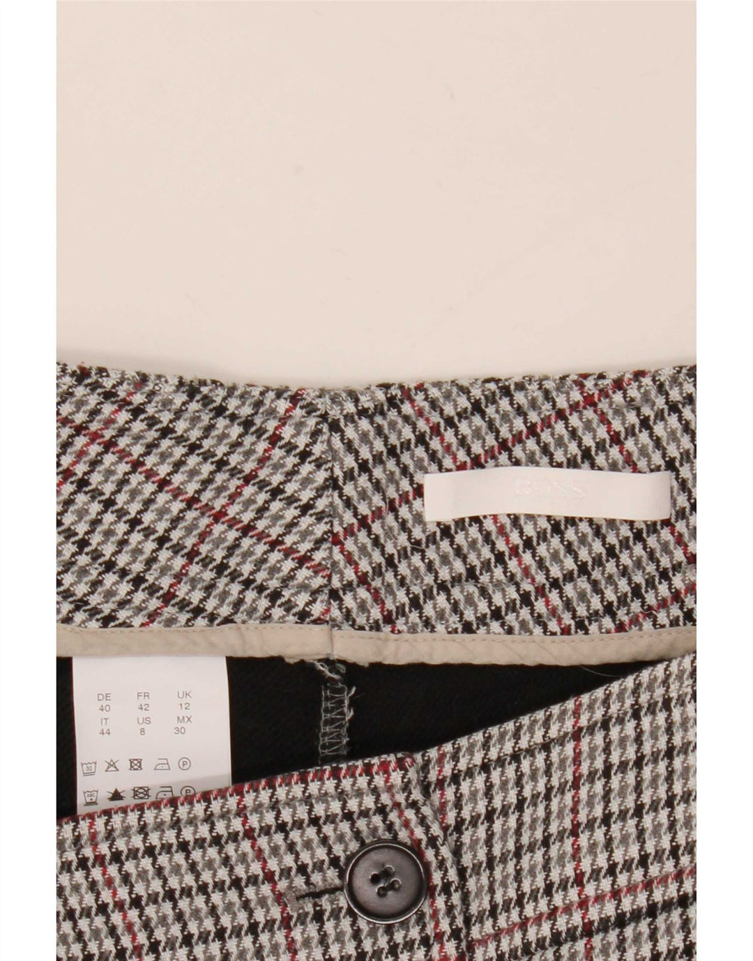 Pantaloni da abito da donna Hugo Boss UK 12 Medium W32 L27 Pied de poule grigio