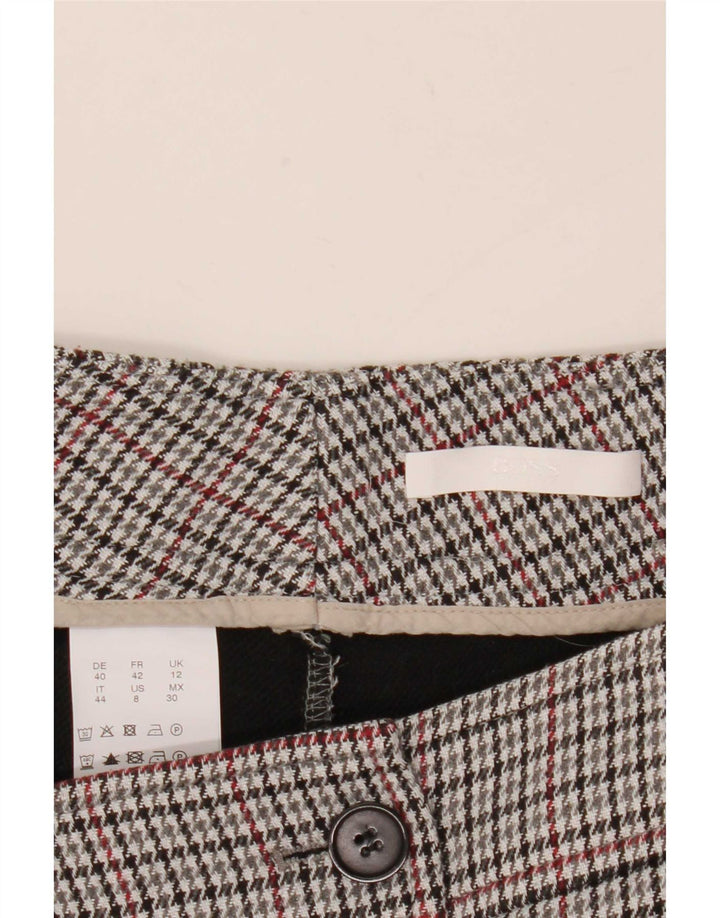 Pantaloni da abito da donna Hugo Boss UK 12 Medium W32 L27 Pied de poule grigio