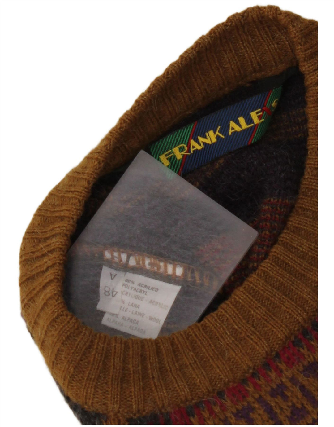 FRANK ALEXS Maglione girocollo da uomo IT 48 Marrone medio geometrico
