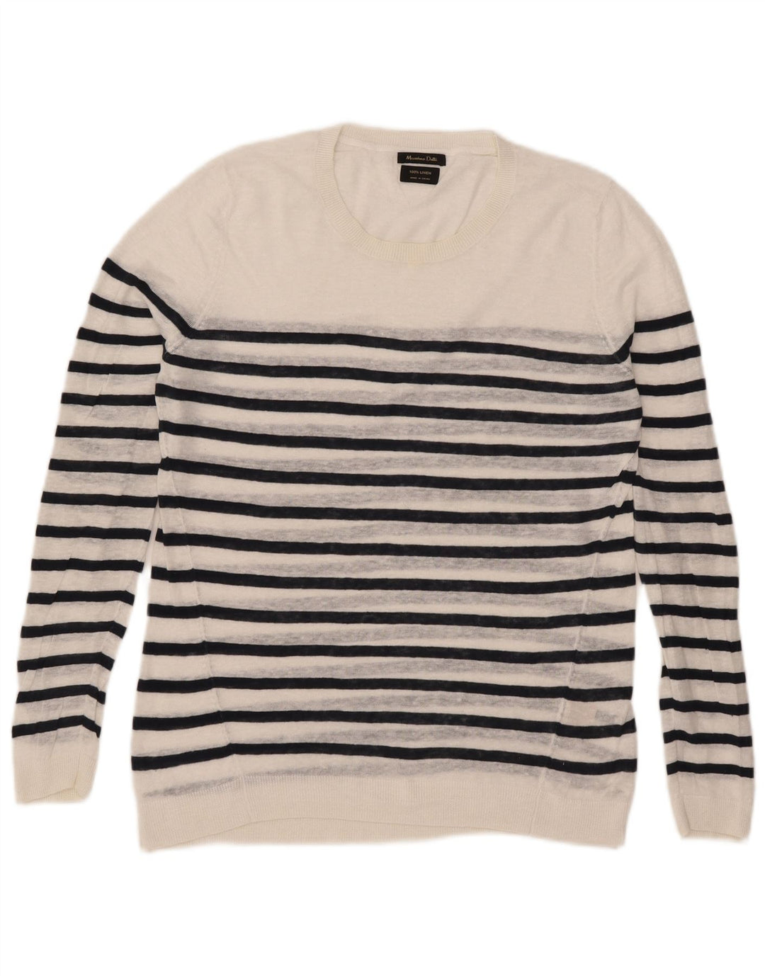 Maglione maglione girocollo da donna Massimo Dutti UK 16 grandi righe bianche