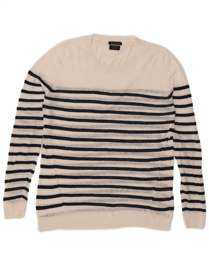 Maglione maglione girocollo da donna Massimo Dutti UK 16 grandi righe bianche