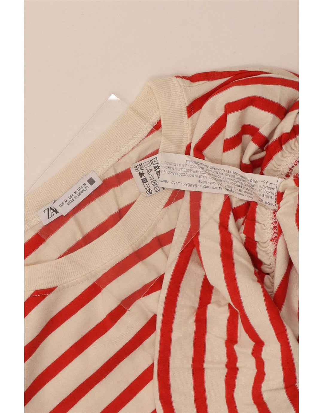 Camicetta da donna Zara Top UK 12 Cotone a righe rosse medie