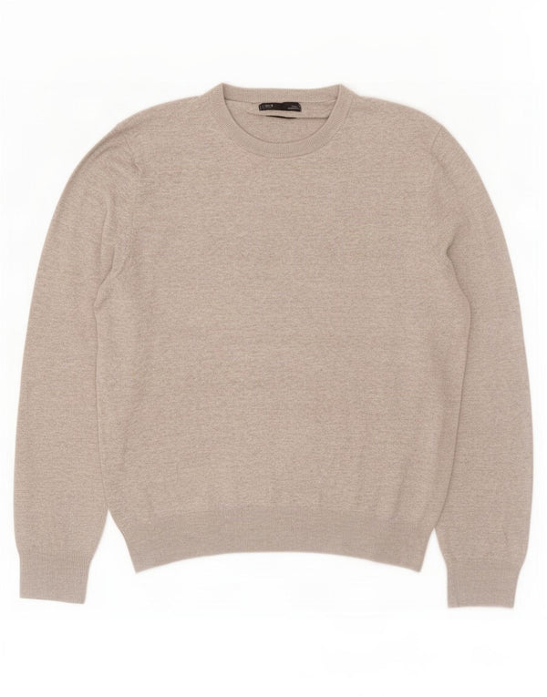 Maglione maglione girocollo da uomo Marks & Spencer grande cotone chiazzato grigio