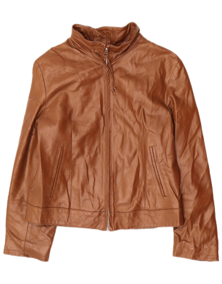 CONBIPEL Womens Leather Jacket IT 44 Medium Brown Leather