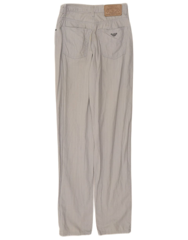 Pantaloni casual slim a vita alta da donna Armani W28 L30 cotone a righe blu