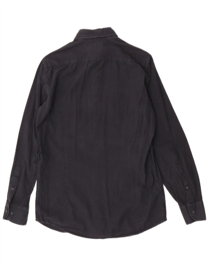 Camicia Uomo Massimo Dutti Piccola in Cotone Blu Navy