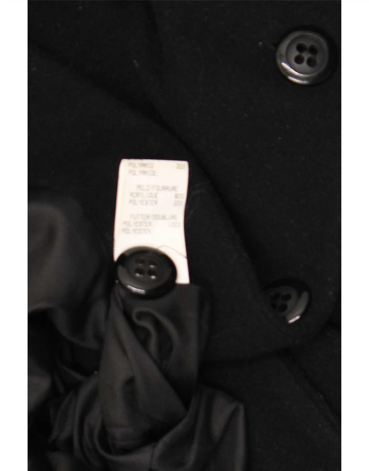 Cappotto doppiopetto vintage da uomo EU 36 piccolo in lana nera