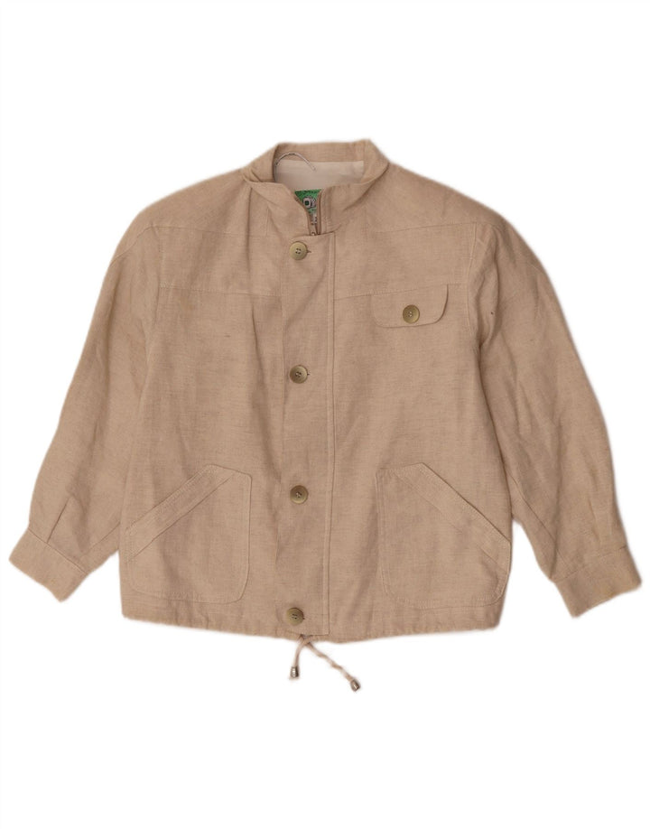 Giubbotto bomber oversize da donna vintage IT 34 2XS Lino beige