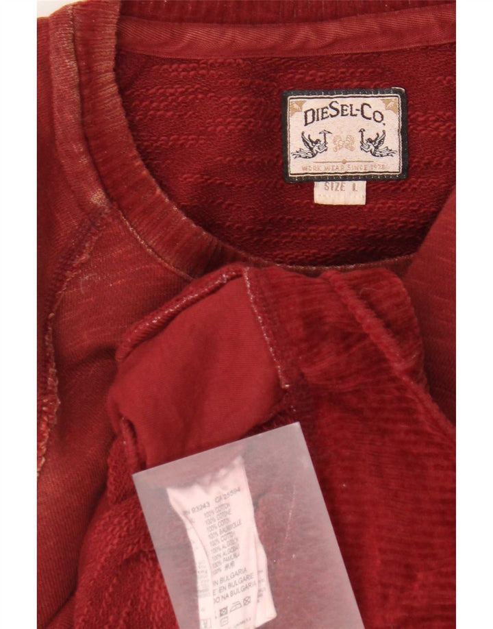 Diesel Felpa da uomo Maglione grande in cotone bordeaux
