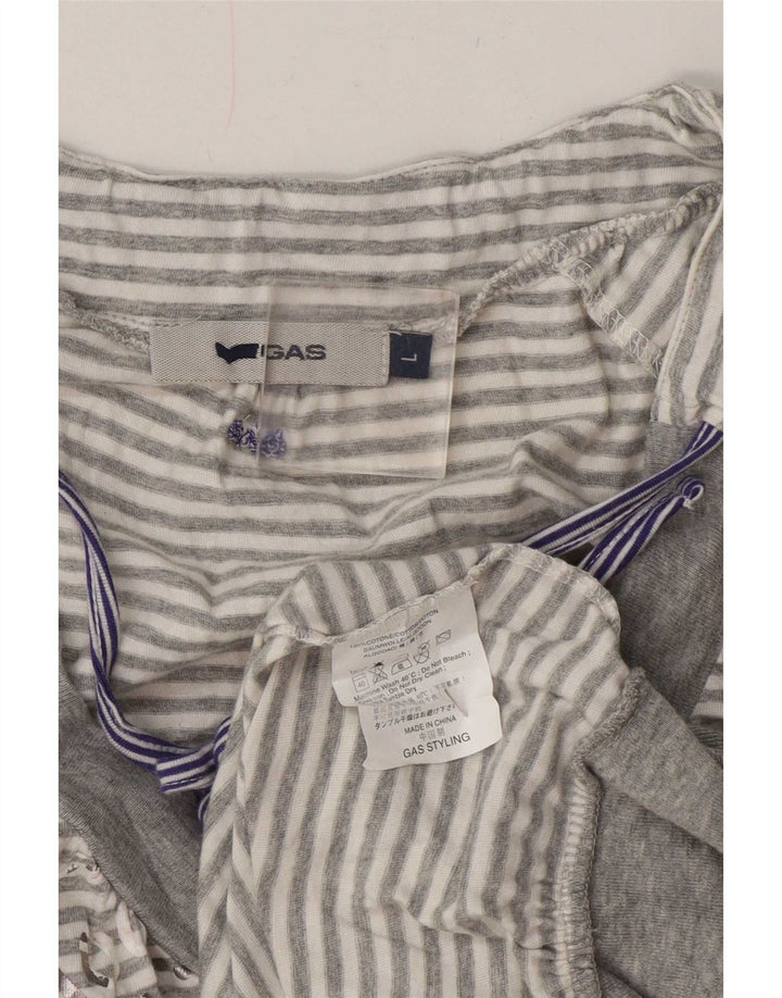 Camicetta grafica da donna Gas Top UK 14 Cotone a righe grandi grigie
