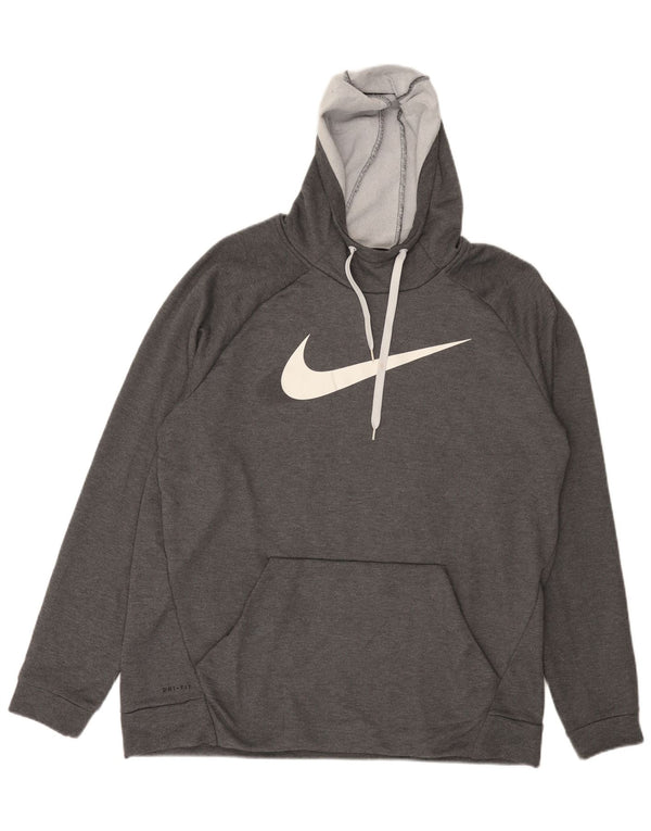 Felpa con cappuccio grafica Nike Dri Fit da uomo XL in poliestere grigio