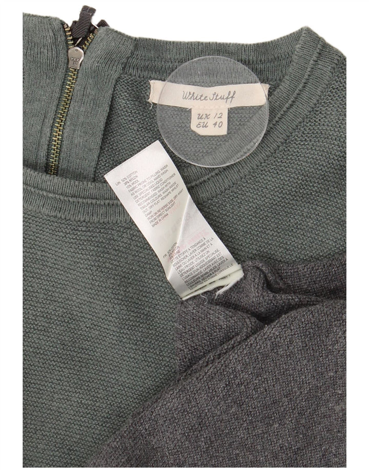 WHITE STUFF Abito maglione da donna UK 12 Cotone color block verde medio