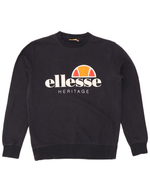 Ellesse Felpa con grafica Heritage da uomo, piccola, in cotone blu navy