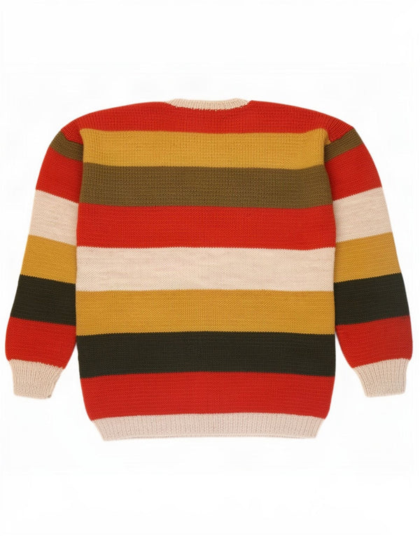Maglione girocollo da uomo vintage a righe grandi multicolori