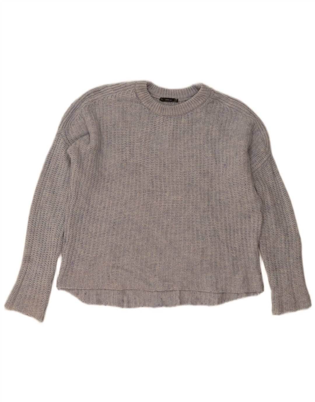 Maglione maglione oversize con scollo a barca da donna Zara UK 14 blu medio screziato