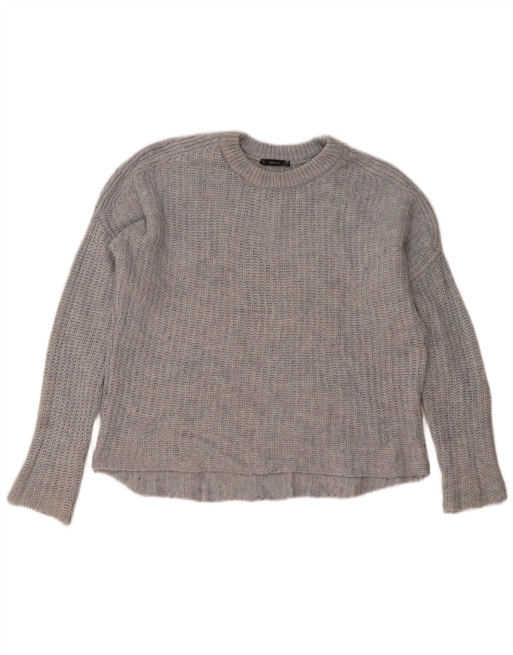 Maglione maglione oversize con scollo a barca da donna Zara UK 14 blu medio screziato