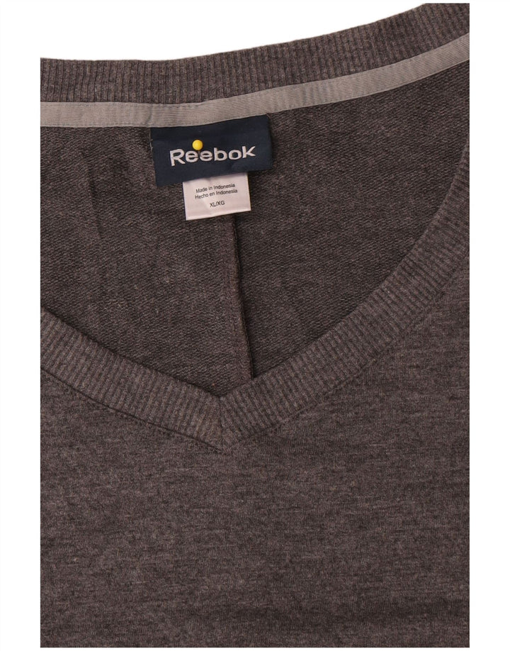 Maglione maglione Reebok da donna con scollo a V UK 18 XL poliestere grigio