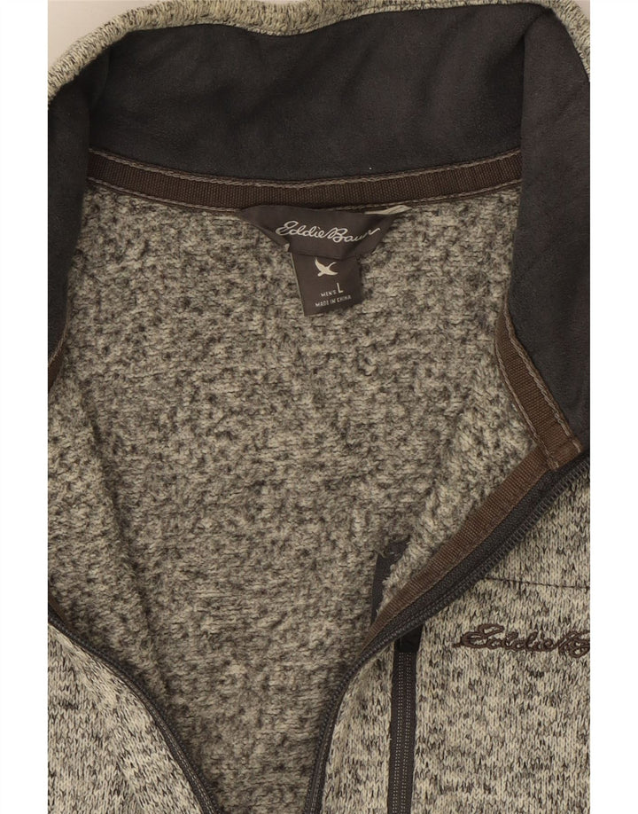 EDDIE BAUER Mens Zip Neck Sweatshirt Jumper Large Grey Flecked Polyester Vintage Eddie Bauer and Second-Hand Eddie Bauer from Messina Hembry 