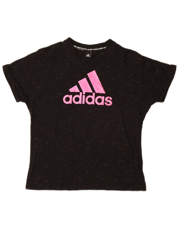 T-shirt grafica da donna Adidas Top UK 12 Medium Black Flecked