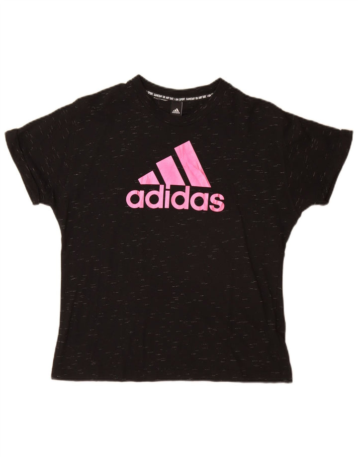T-shirt grafica da donna Adidas Top UK 12 Medium Black Flecked