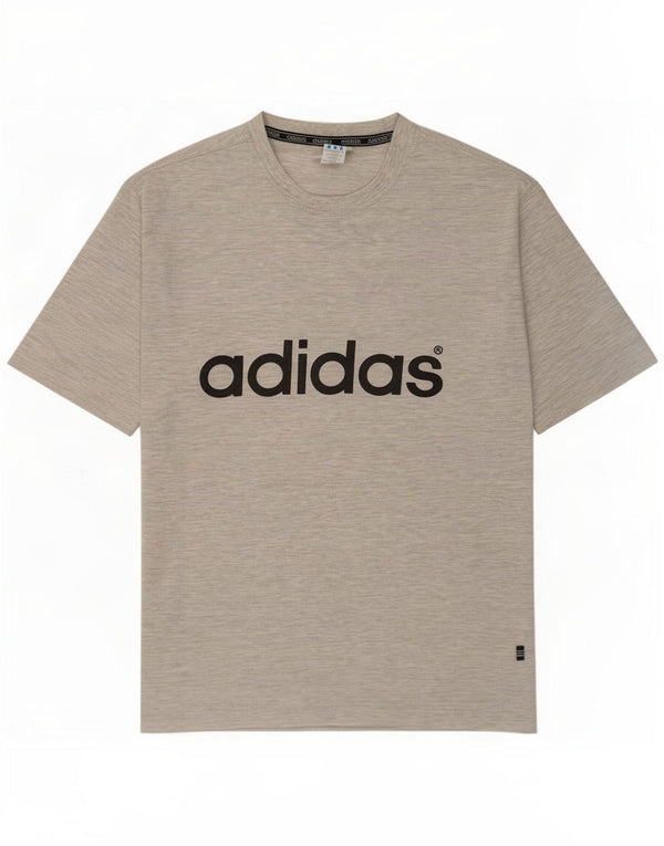 T-shirt grafica da uomo Adidas Top UK 42/44 grande cotone chiazzato grigio