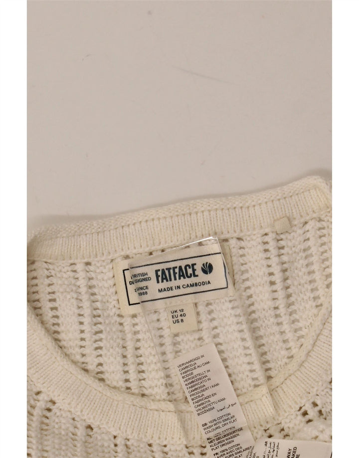 Maglione maglione girocollo oversize da donna Fat Face UK 12 Medio Bianco