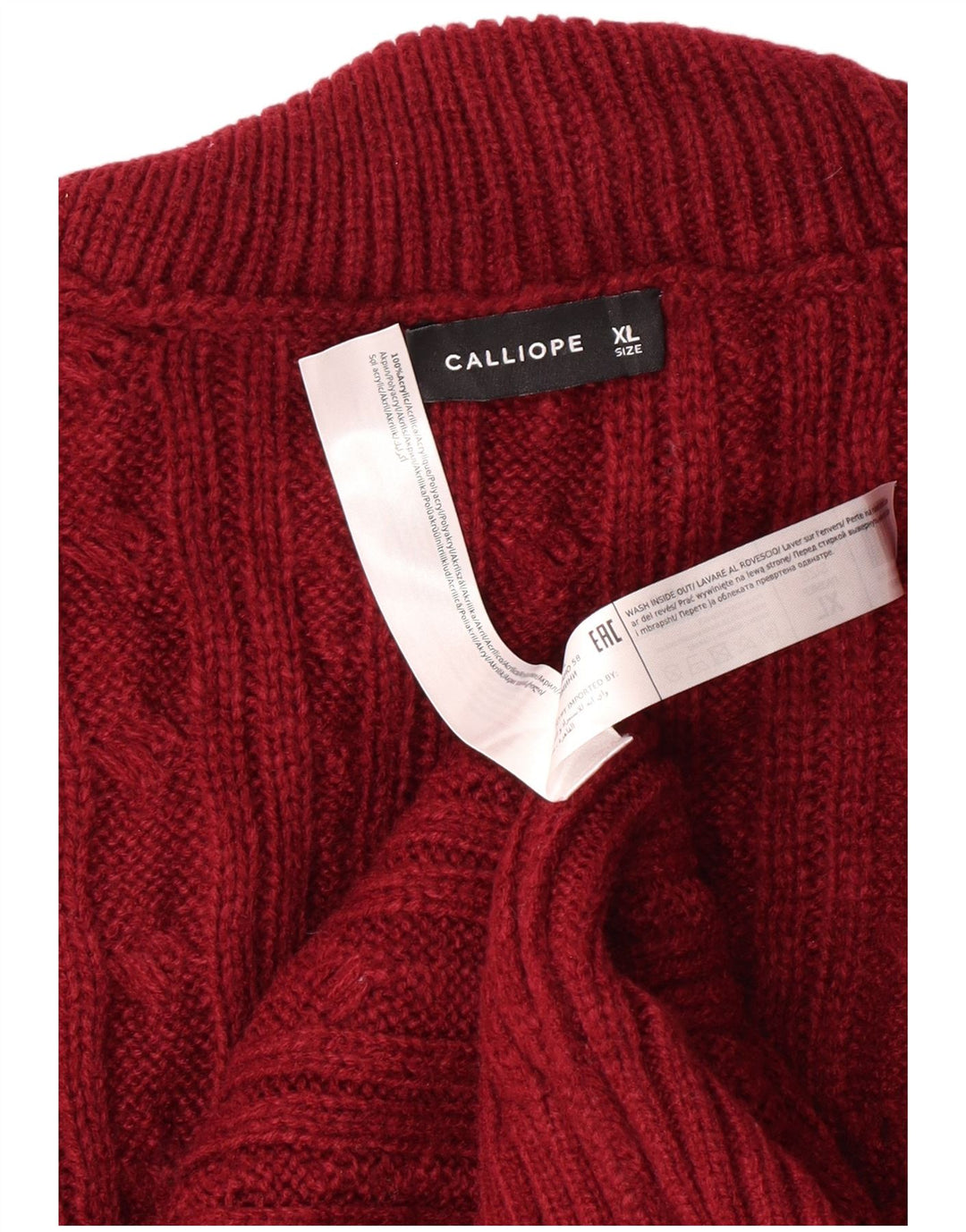 Maglione maglione collo alto da uomo Calliope XL acrilico bordeaux