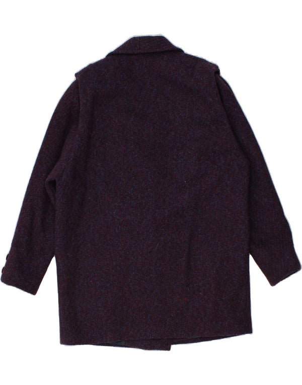 VINTAGE Womens Loose Fit Double Breasted Coat EU 38 Medium Purple Wool