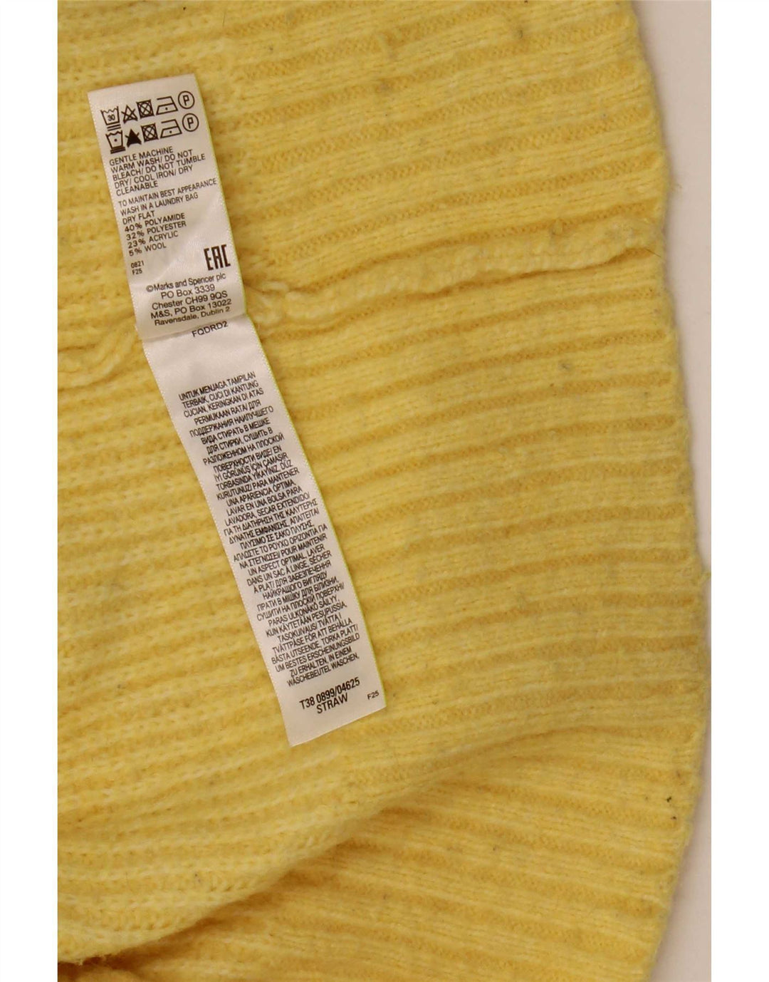 Maglione maglione a collo alto da donna Marks & Spencer UK 10 piccolo giallo