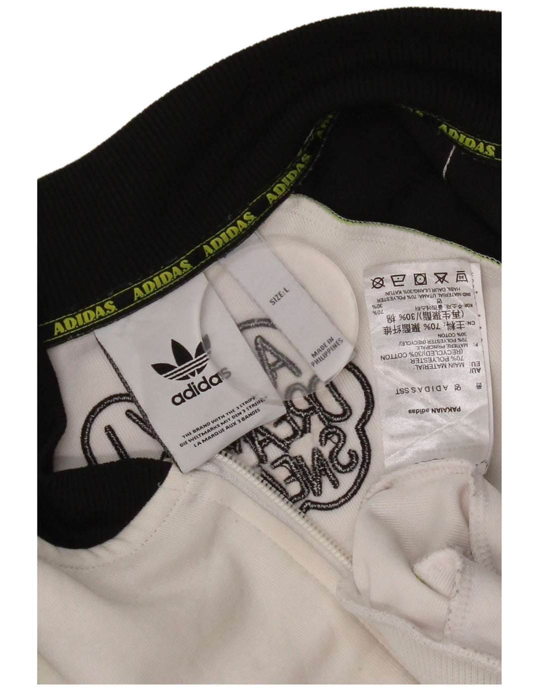 Giacca da tuta da uomo Adidas Large bianca in poliestere color block