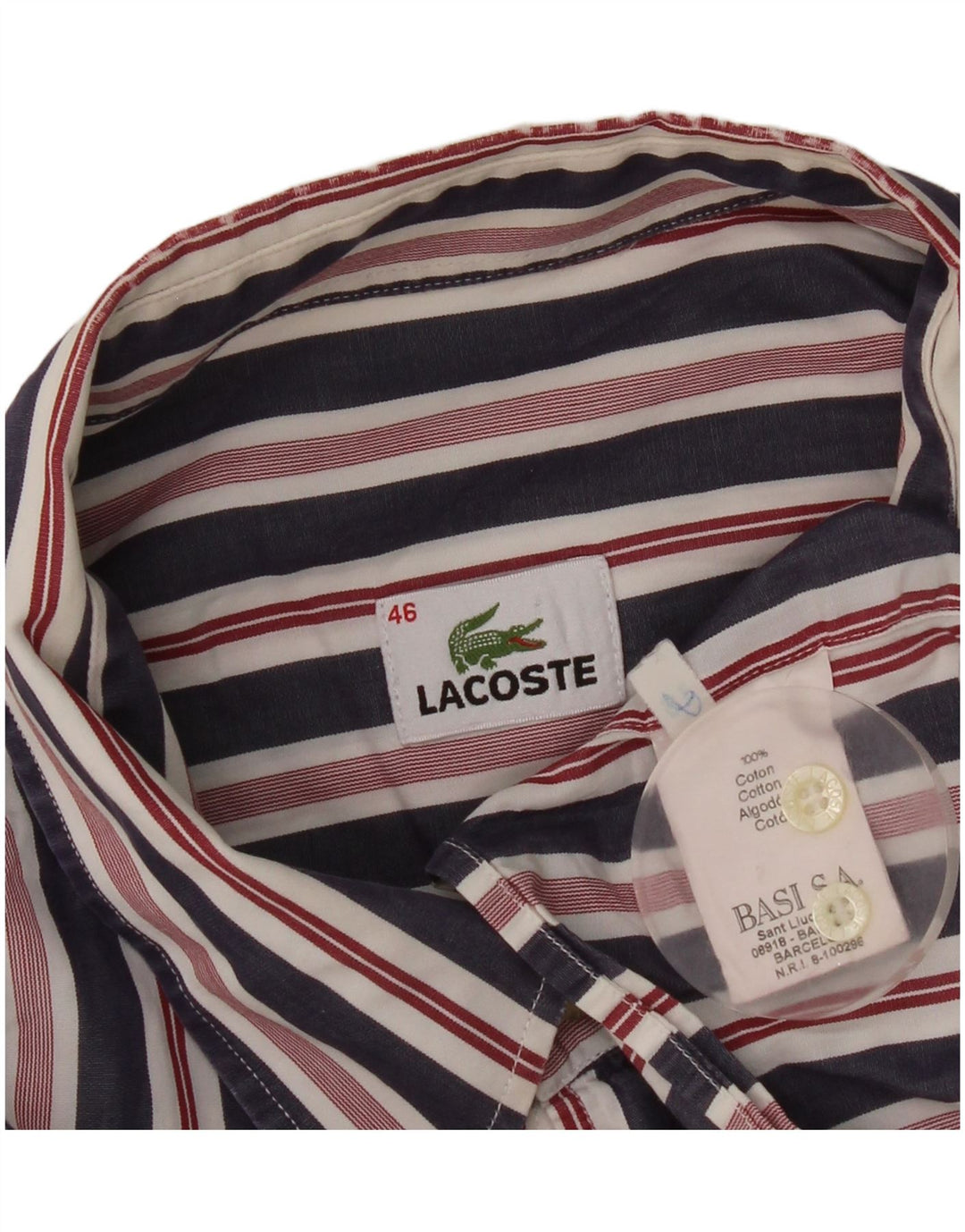 Camicia da uomo Lacoste taglia 46 2XL cotone a righe blu navy