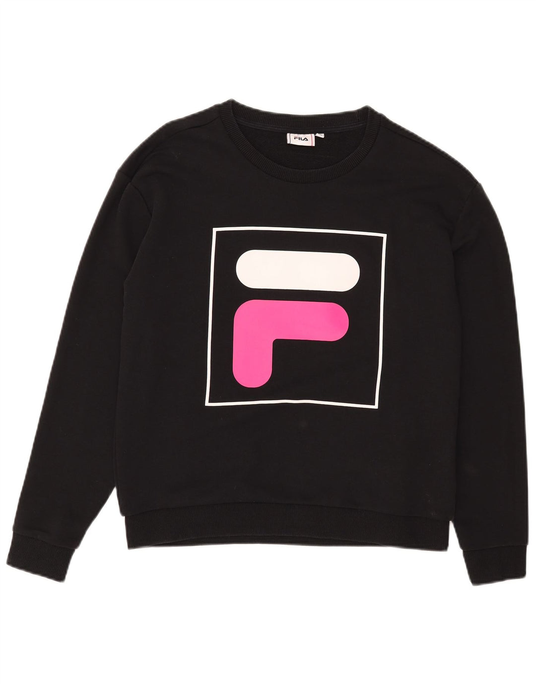 Felpa grafica da donna Fila Jumper UK 14 cotone nero medio