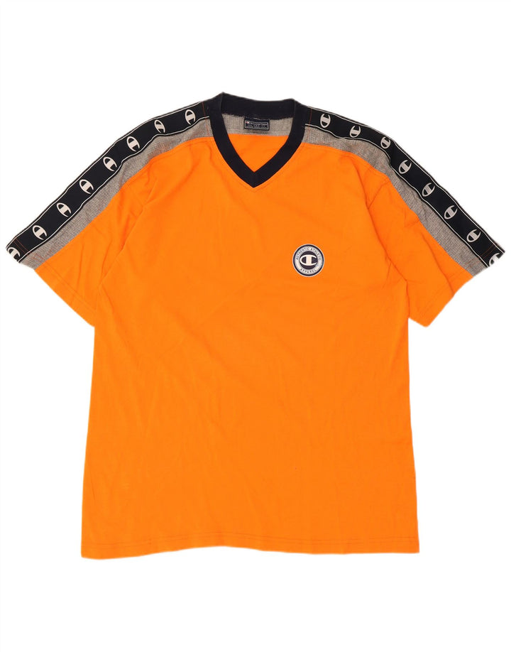 T-shirt grafica da uomo Champion Top Large arancione color block