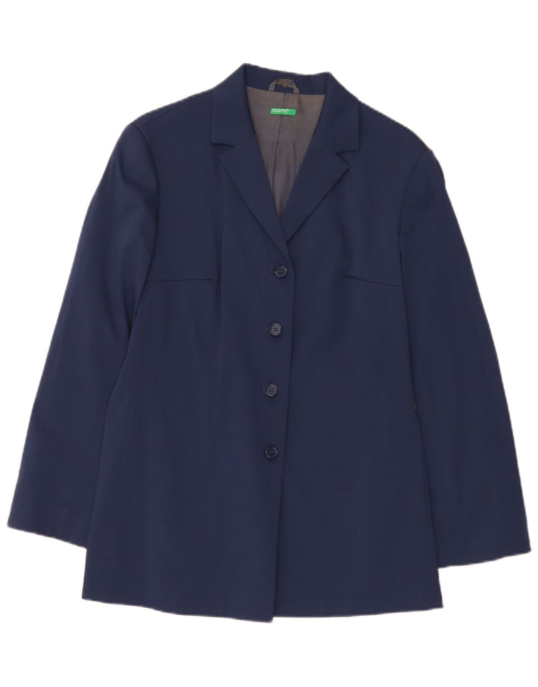 Cappotto Donna Benetton IT 44 Medio Blu Navy Poliestere