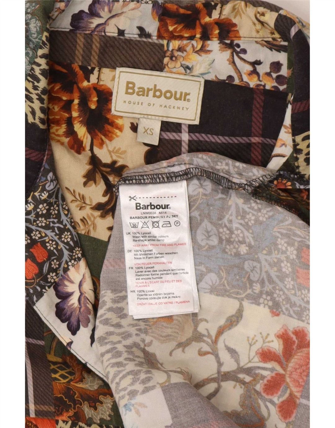 Barbour pigiameria da donna set da 2 pezzi UK 6 XS W26 patchwork multicolore