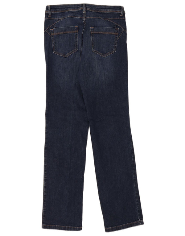 Jeans dritti da donna Marks & Spencer UK 10 piccoli W28 L28 cotone blu navy