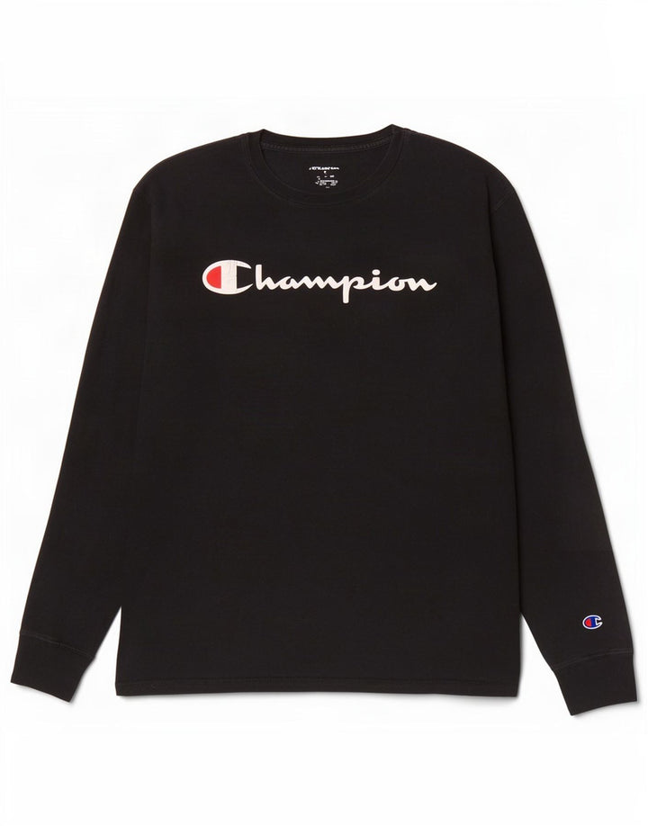 Champion Maglietta grafica da uomo a maniche lunghe, colore nero medio