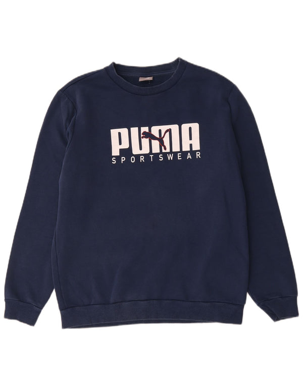 Felpa grafica da uomo Puma Felpa media in cotone blu navy