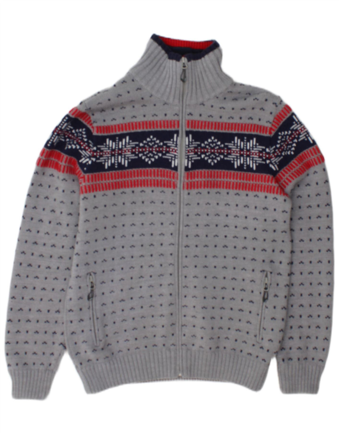 Maglione cardigan con zip intera da uomo CMP IT 50 Acrilico Fair Isle grigio medio