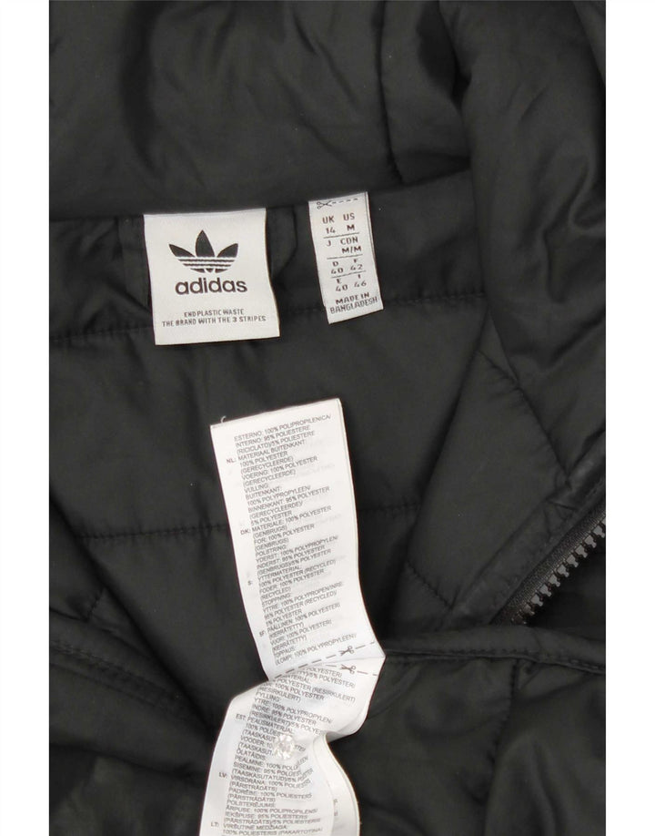 Giacca imbottita con cappuccio da donna Adidas UK 14 poliestere nero medio